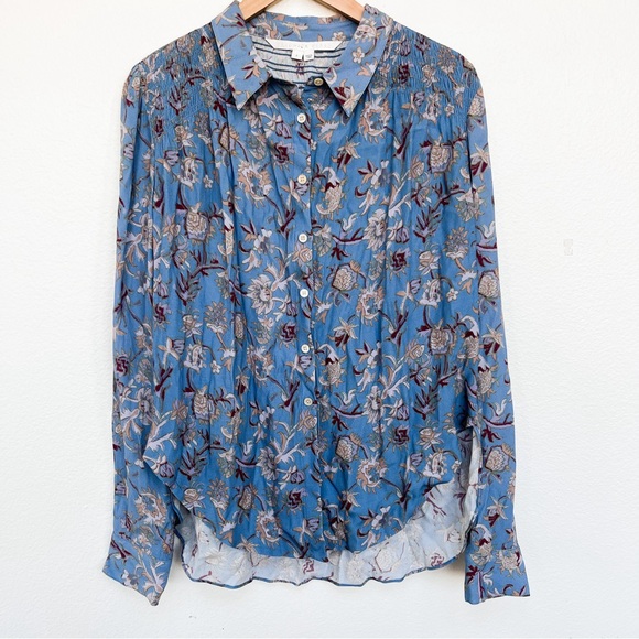 Veronica Beard Dazed Cornflower Floral Blouse Blue Size 8 - Picture 3 of 8